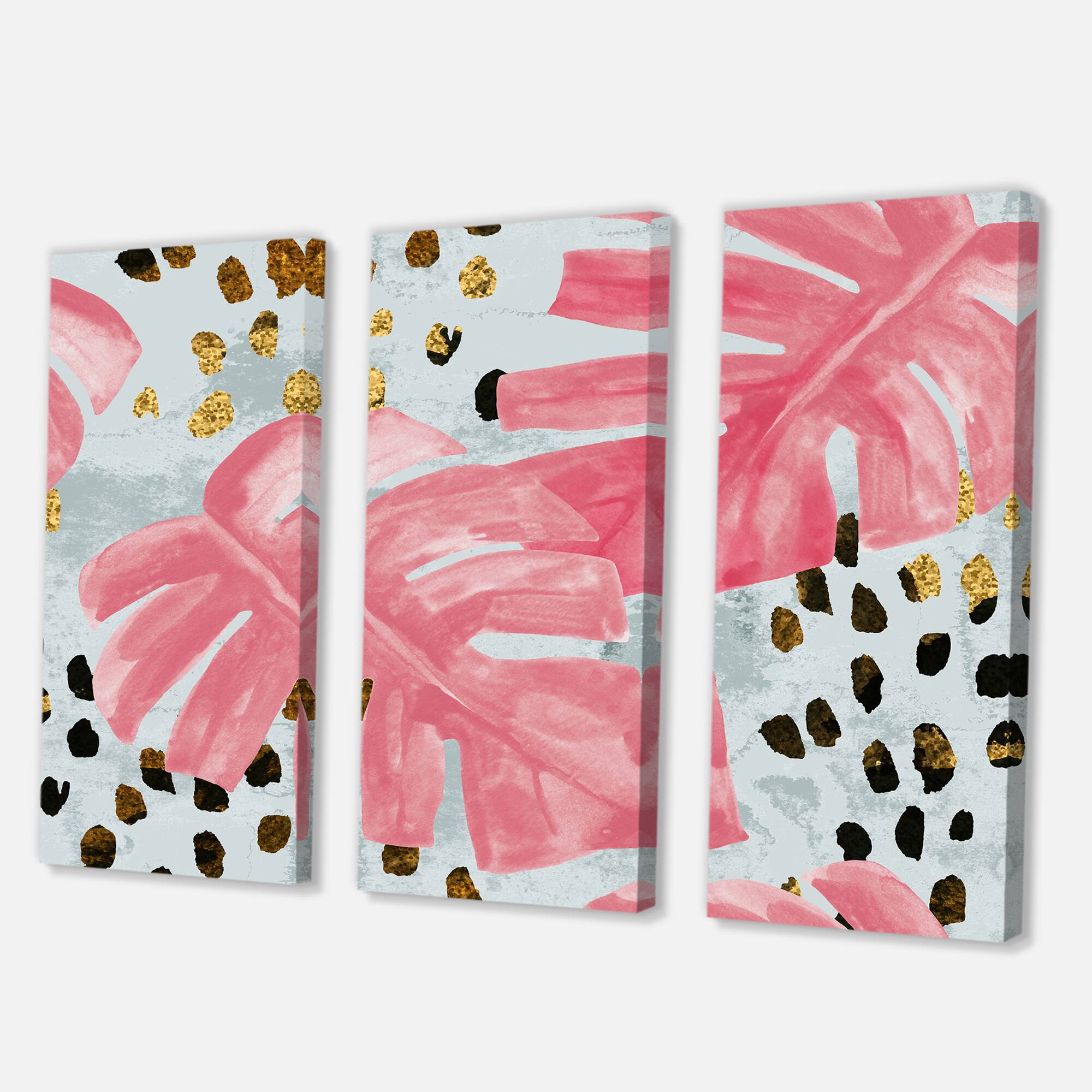 Designart - Colored Monstera On Rough Brush Strokes II